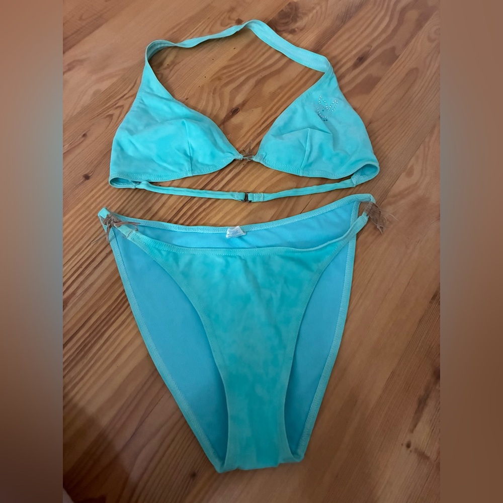 Playboy Sz large Women’s Turquoise Halter Bikini Set - Swim USA